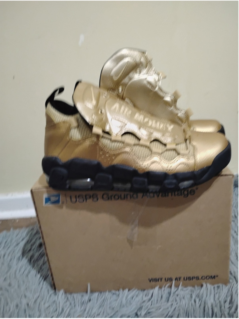 Nike Air More Money Metallic Gold 2018 Men Size 8 Sneakers - AJ2998-700 - Picture 8 of 12